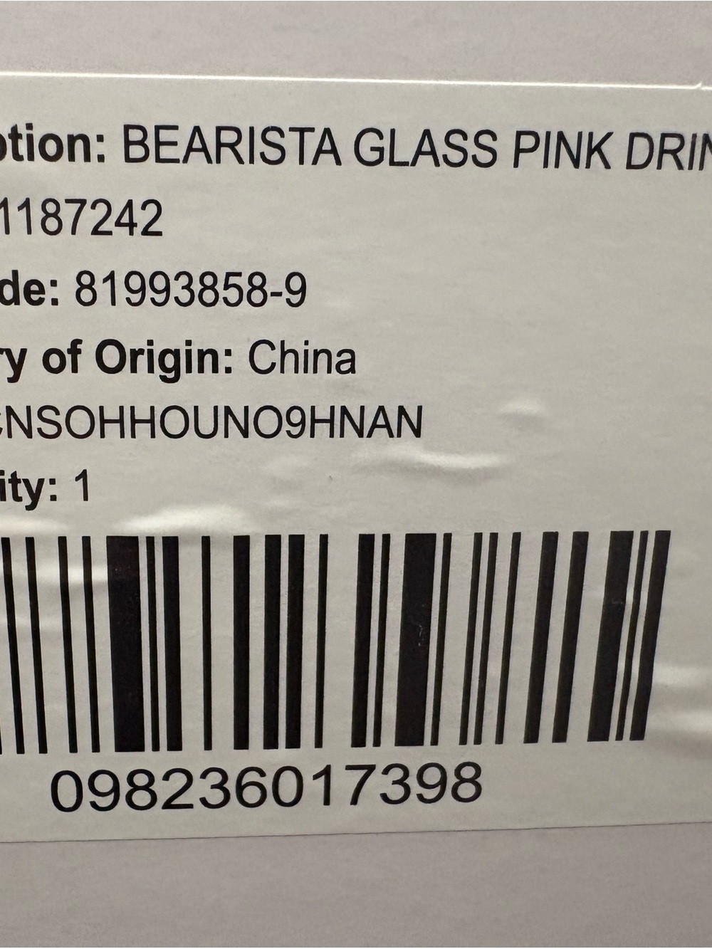 Starbucks Glass Bearista Bear Cup Strawberry Straw & Hat 20oz - Picture 6 of 9